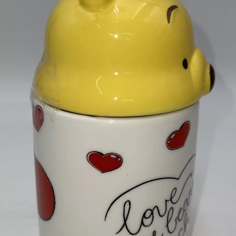 New Ceramic Mug Disney Winnie The Pooh Love You Beary Much Love & Lid - Picture 3 of 8